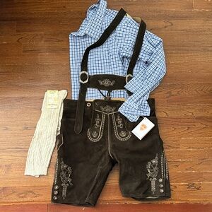 Traditional Brown Lederhosen with Suspenders- Country Maddox